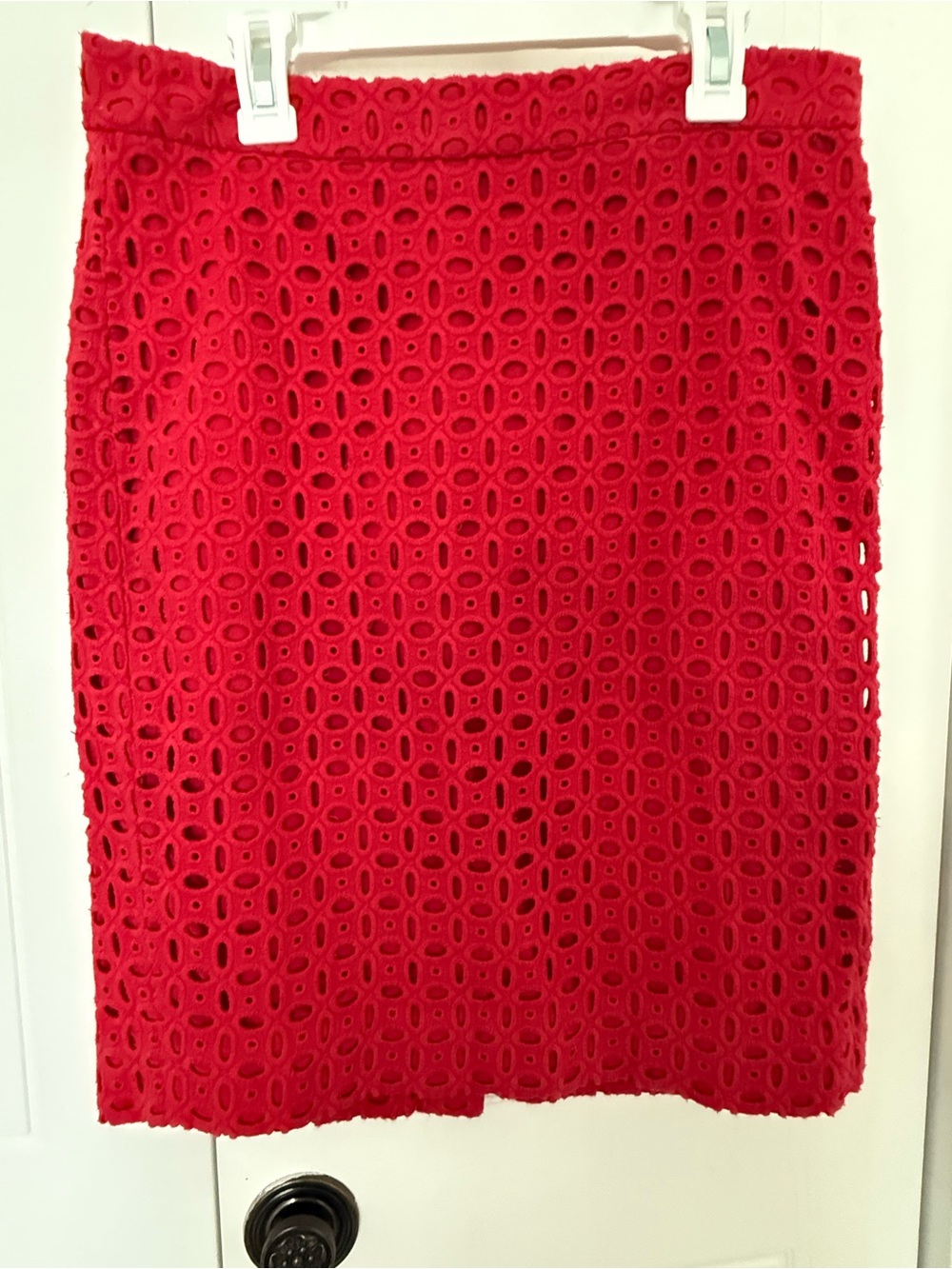 J. Crew Red eyelet Pencil Skirt size 4